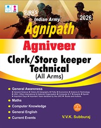 SURA`S Indian Army Agnipath Agniveer Clerk Store keeper Technical (All Arms) Exam Book in English Medium - Latest Updated Edition 2026