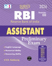 SURA`S RBI Assistant Preliminary Exam Guide in English Medium - Latest Edition 2026