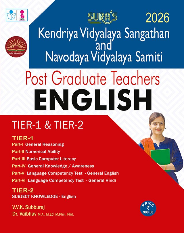SURA`S kendriya Vidyalaya Sangathan KVS and Navodaya Vidyalaya Samiti NVS PGT English Tier - I and II Exam Guide 2026 - Latest Updated Edition