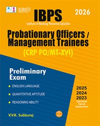 SURA`S IBPS CRP PO/MT-XV Probationary Officers / Management Trainees Preliminary Exam Book Guide in English Medium 2026