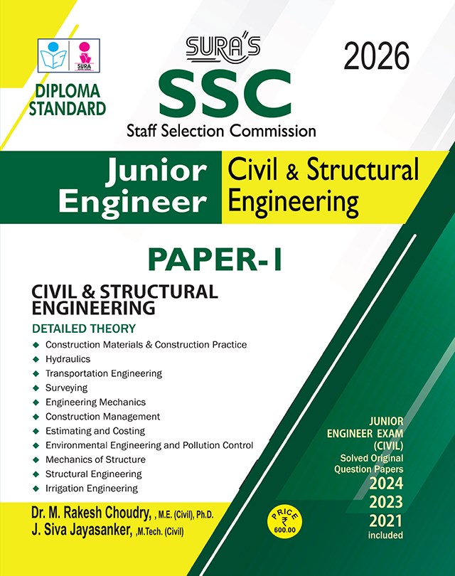 SURA`S SSC JE Junior Engineer Civil & Structural Engineering (Diploma Standard) Paper I Exam Book Guide English Medium 2026