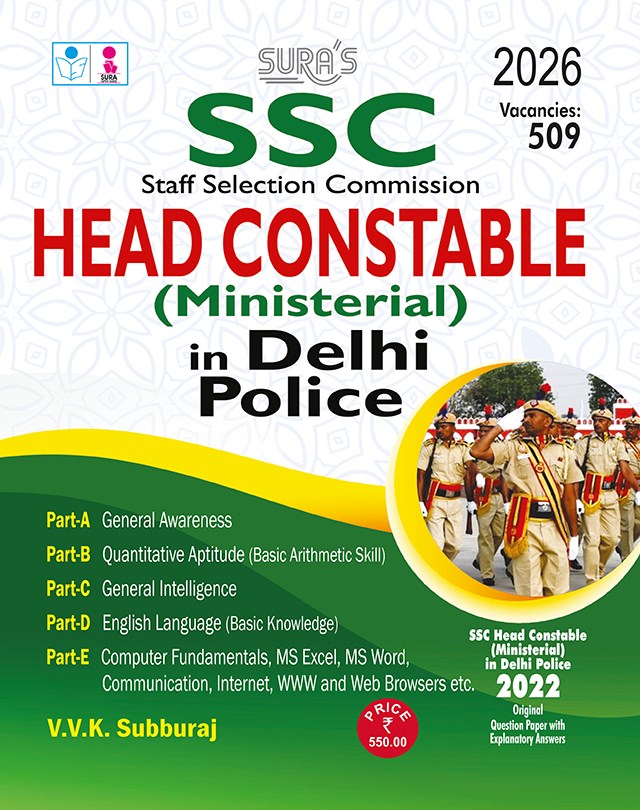 SURA`S SSC HEAD Constable (MINISTERIAL) in Delhi Police Exam Guide 2026 - Latest Updated Edition