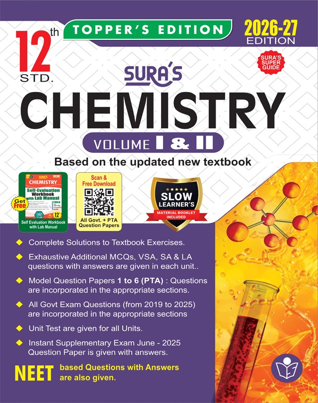 SURA`S 12th Standard Chemistry ( Volume I & II ) Guide in English Medium 2026-27 Latest Updated Edition