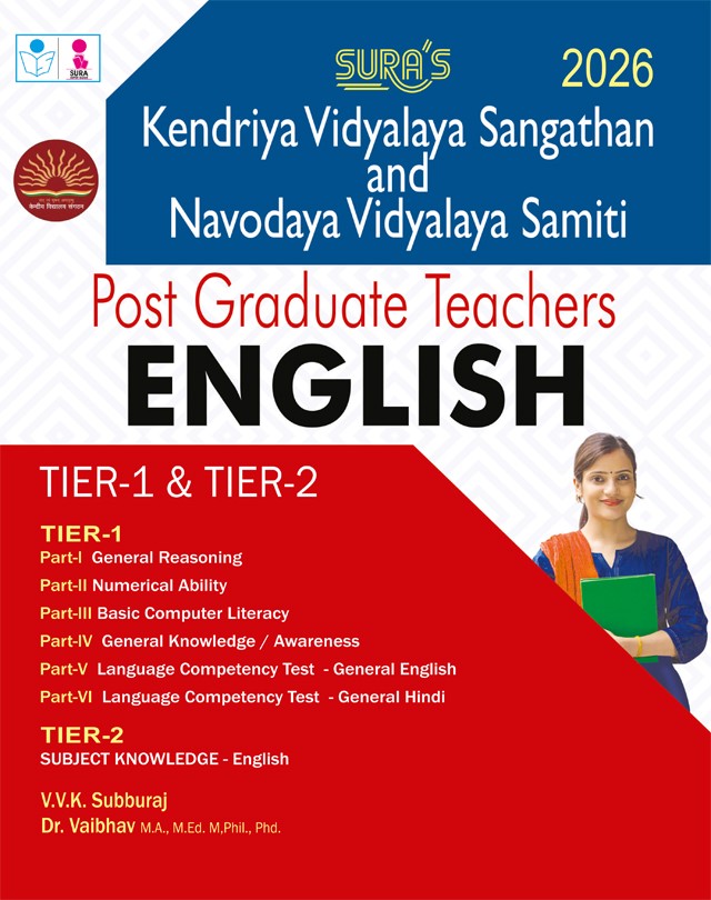 SURA`S kendriya Vidyalaya Sangathan KVS and Navodaya Vidyalaya Samiti NVS PGT English Tier - I and II Exam Guide 2026 - Latest Updated Edition