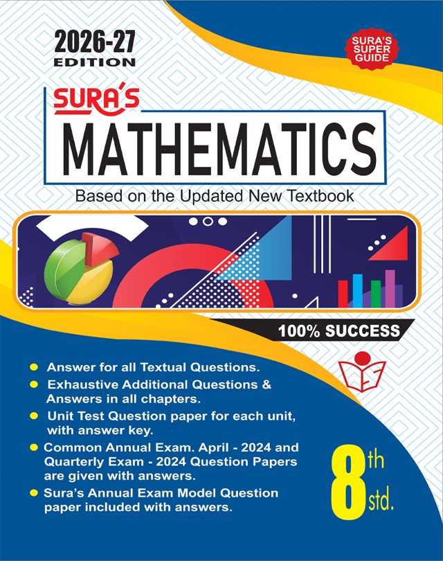 SURA`S 8th Standard Mathematics Full Year Guide English Medium 2026-27 Latest Updated Edition