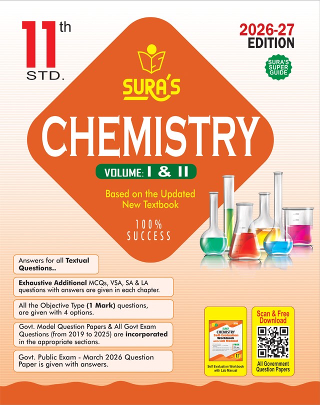 SURA`S 11th Standard Chemistry Guide in English Medium 2026-27 - Based on the updated New Textbook