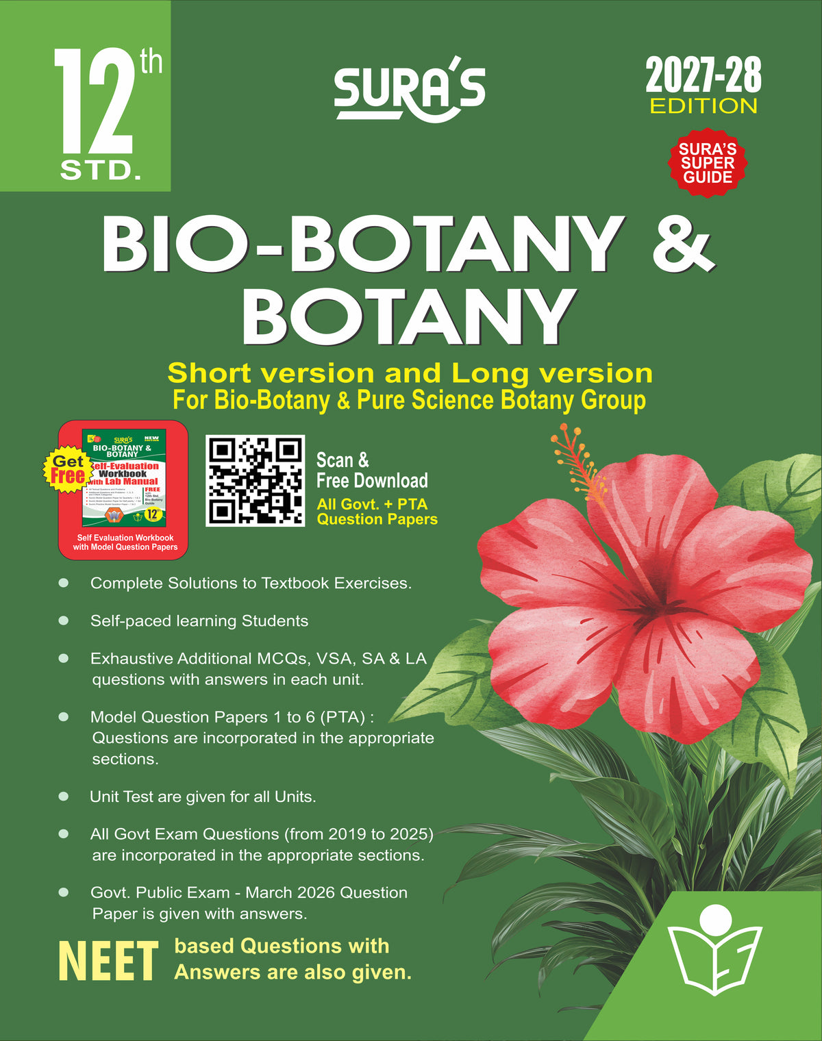 SURA`S 12th Standard Bio-Botany and Botany Short and Long Version Exam Guide in English Medium 2027-28 Latest Updated Edition