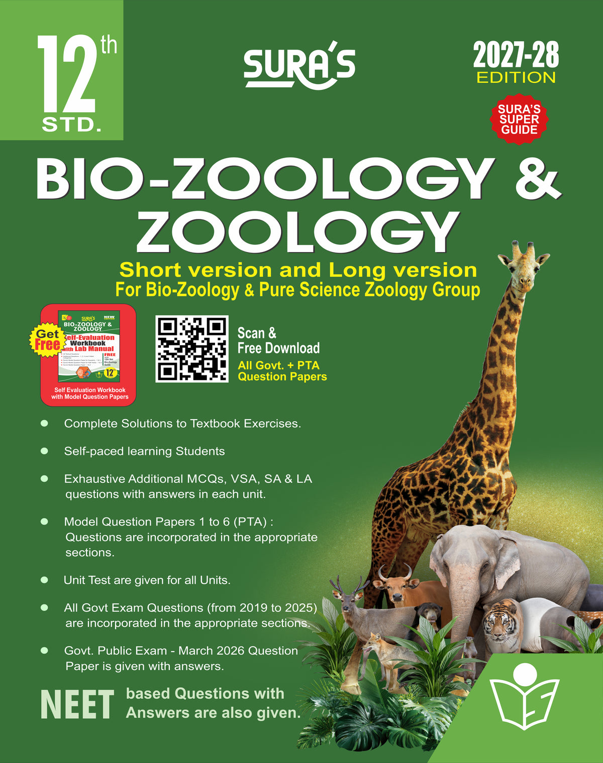 SURA`S 12th Standard Bio-Zoology and Zoology Short and Long Version Exam Guide in English Medium 2027-28 Latest Updated Edition