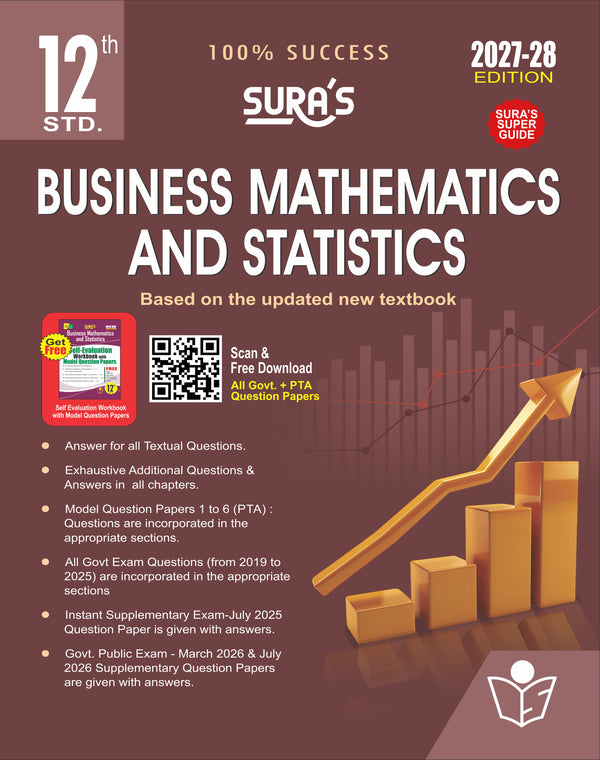 SURA`S 12th Standard Business Mathematics and Statistics Exam Guide in English Medium 2027-28 Latest Updated Edition
