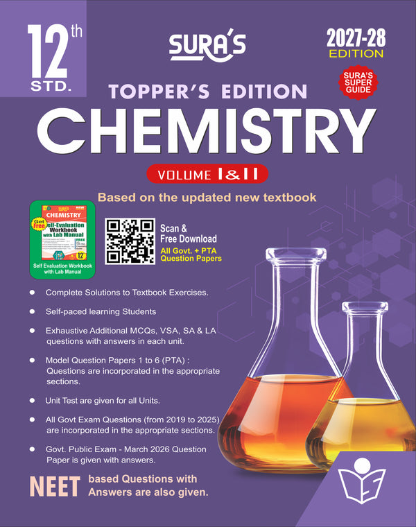 SURA`S 12th Standard Chemistry ( Volume I & II ) Guide in English Medium 2027-28 Latest Updated Edition