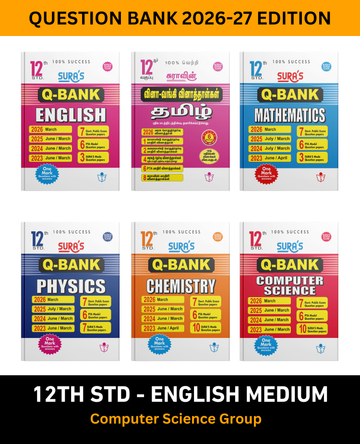 SURA'S 12th Standard All in One Bundle Q banks (Tamil, English, Mathematics, Physics, Chemistry, Computer Science) Guides for Computer Science Group English Medium 2026