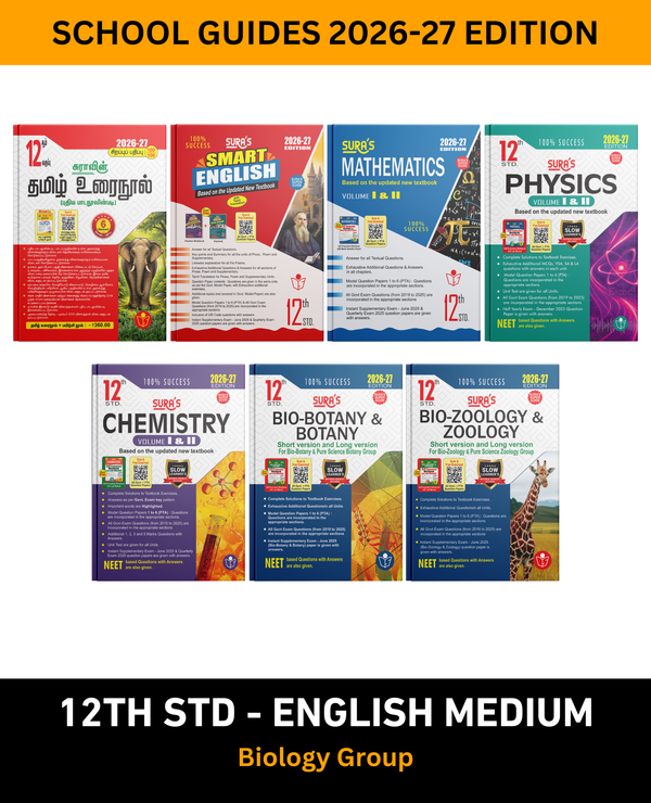 SURA`S 12th STD All Subjects In 1 Bundle Offer (Tamil, English, Physics, Mathematics, Chemistry, Bio-Botany, Bio-Zoology) Set Of 7 Guides For Biology ... On Samacheer Kalvi Textbook