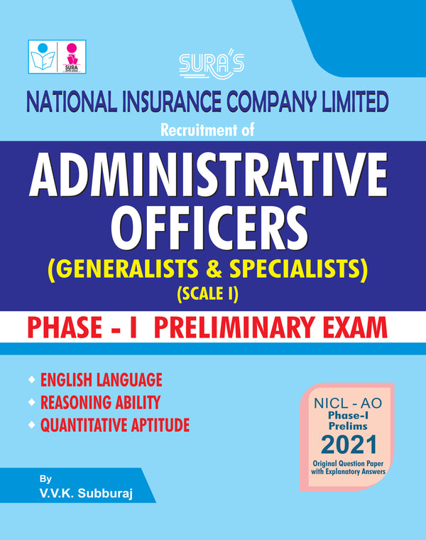 SURA'S NICL Administrative Officers (AO) 2026 – Generalists & Specialists (Scale-I) Phase-I Preliminary Exam Guide