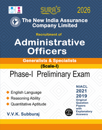 SURA`S The New India Assurance Company Limited Administrative Officers Generalists & Specialists Scale-I Phase-I Preliminary Exam Book Guide English 2026