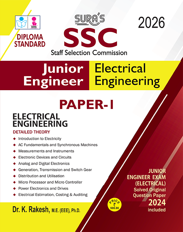 SURA`S SSC JE Junior Engineer Electrical Engineering Paper 1 Diploma Std Exam Book Guide in English Medium 2026 (SSC JE Junior Engineer Exam Book Guide)