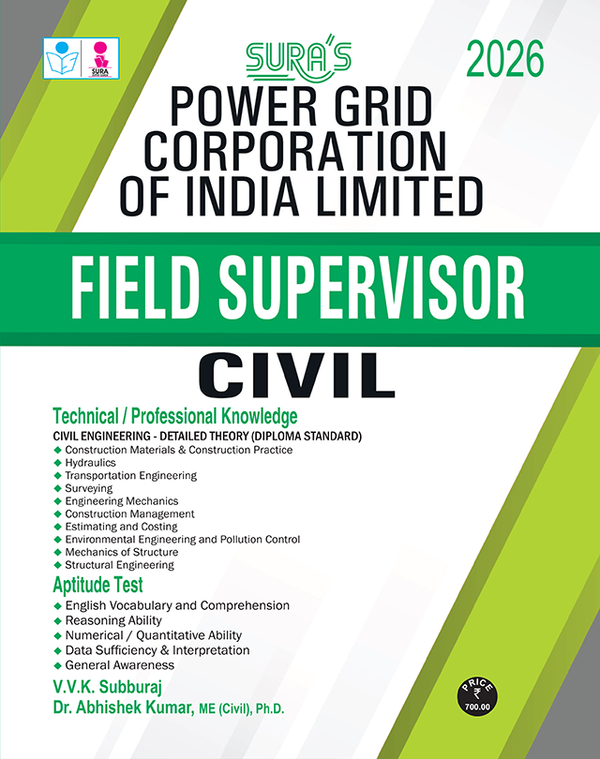 SURA`S PGCIL Power Grid Corporation of India Limited Diploma Trainee Civil Engineering Exam Book Guide in English Medium 2026