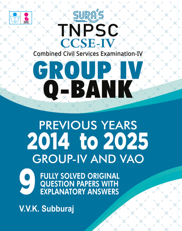 SURA`S TNPSC Group IV 4 CCSE IV Exam Q-Bank Previous Years Original Question Papers with Explanatory Answers English 2026