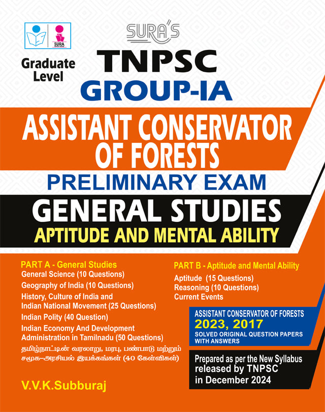 SURA'S TNPSC GROUP-IA Assistant Conservator of Forests (Preliminary Exam) General Studies, Aptitude and Mental Ability Exam Guide 2026 - Latest Updated Edition