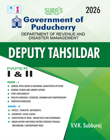 SURA`S Government of Puducherry Deputy Tahsildar Paper I & II Exam Book Guide in English Medium 2026