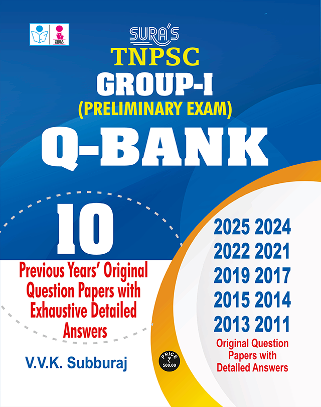 SURA`S TNPSC Group 1 Preliminary Exam Q-Bank Previous Years Original Question Papers with Explanatory Answers Guide English 2026