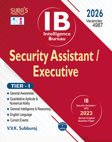 SURA`S IB Intelligence Bureau Security Assistant / Executive Tier-I Exam Book Guide in English Medium - 2026