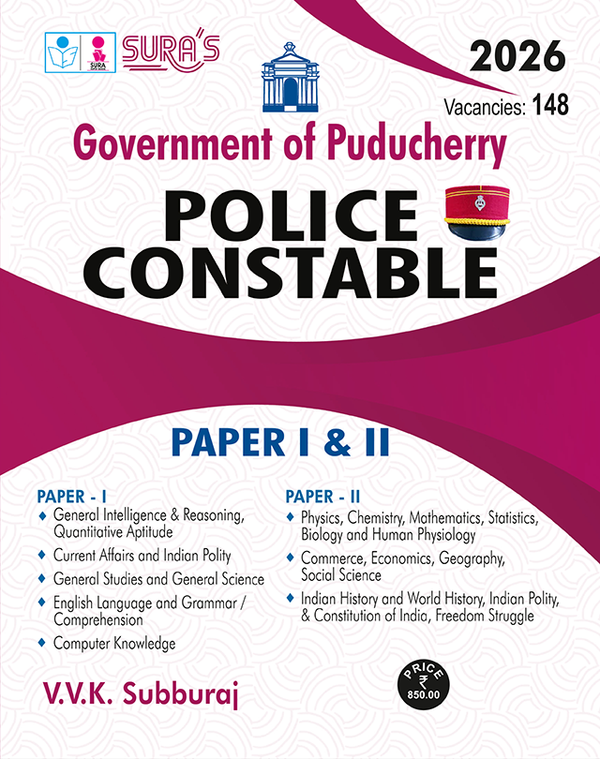 SURA'S Police Constable Exam Guide for Government of Puducherry, English Medium, Latest Edition 2026