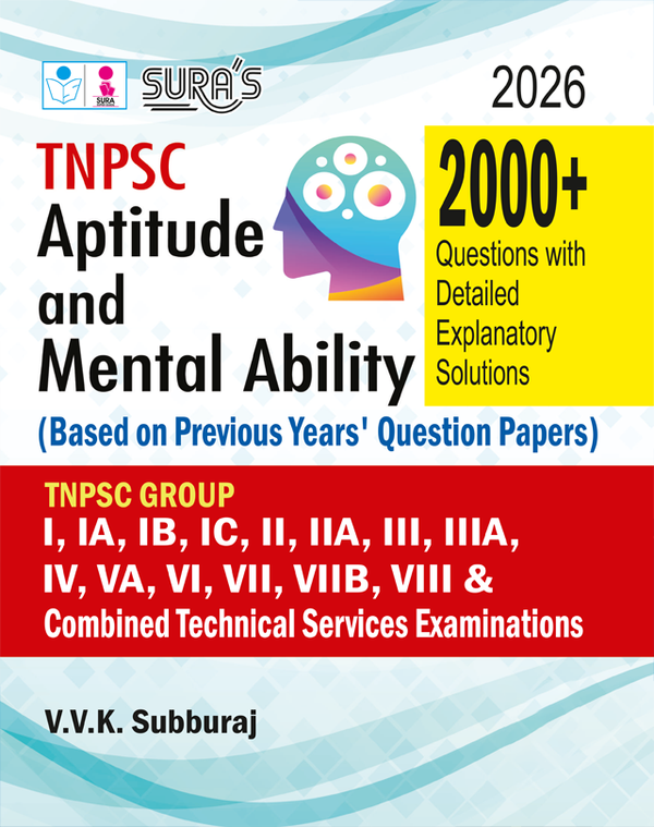 SURA'S TNPSC Aptitude and Mental Ability Question Papers Guide, English Medium, Perfect Bound, 500 Pages, Latest Edition 2026 (TNPSC mental ability Exam book)