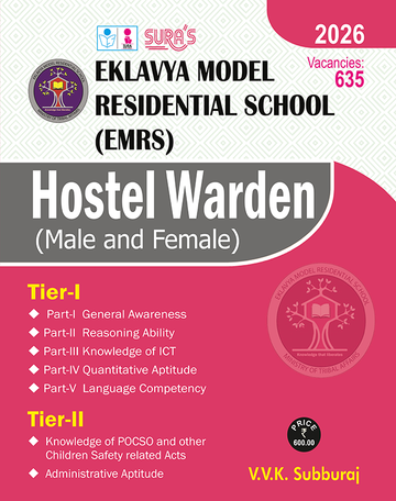 SURA'S Eklavya Model Residential School EMRS Hostel Warden Exam Guide Book, English Medium, Latest Edition, 2026