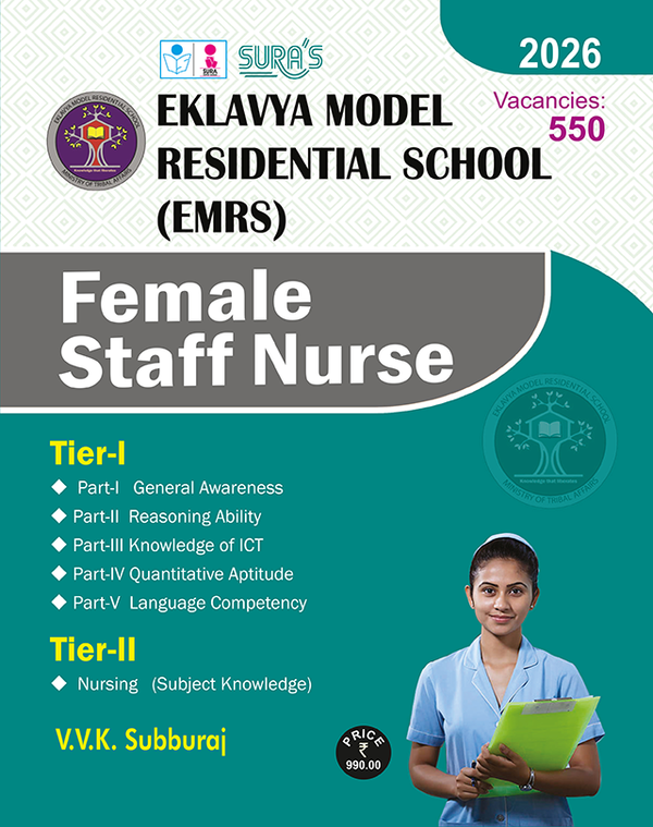 SURA'S Eklavya Model Residential School Female Staff Nurse Exam Book Guide, English Medium, 2026 Edition