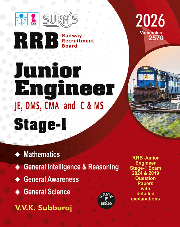 SURA'S RRB Junior Engineer JE,DMS,CMA and C & MS Stage - I Exam Guide - Latest Updated Edition 2026 (RRB JUNIOR ENGINEER STAGE I EXAM GUIDE)