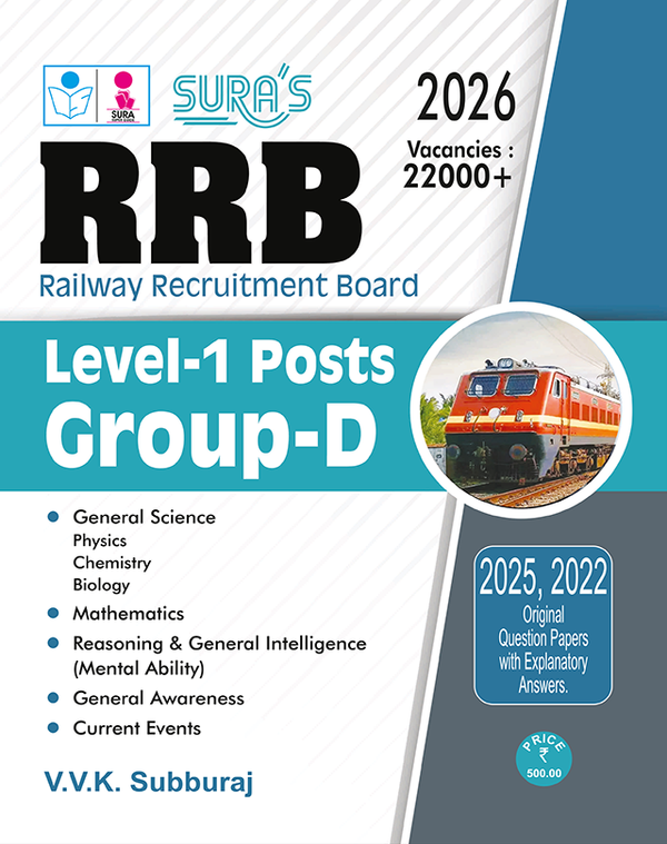 SURA`S RRB (Railway Recruitment Board) Level-1 Posts Group D Exam Book in English Medium 2026