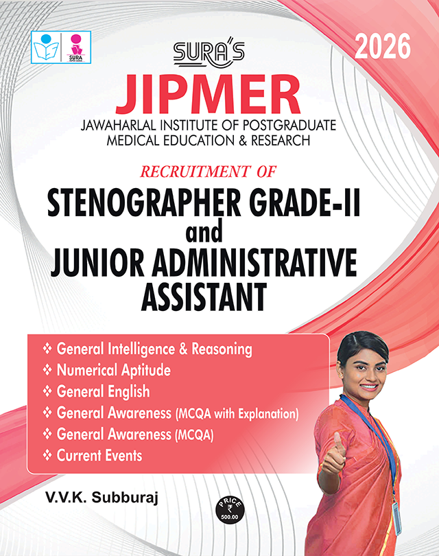 SURA`S JIPMER Recruitment of Stenographer Grade - II and Junior Administrative Assistant Exam books in English - Latest Updated Edition 2026
