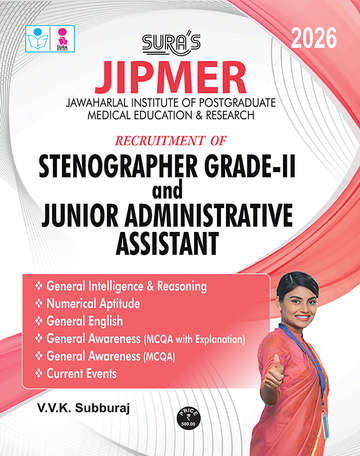 SURA`S JIPMER Recruitment of Stenographer Grade - II and Junior Administrative Assistant Exam books in English - Latest Updated Edition 2026