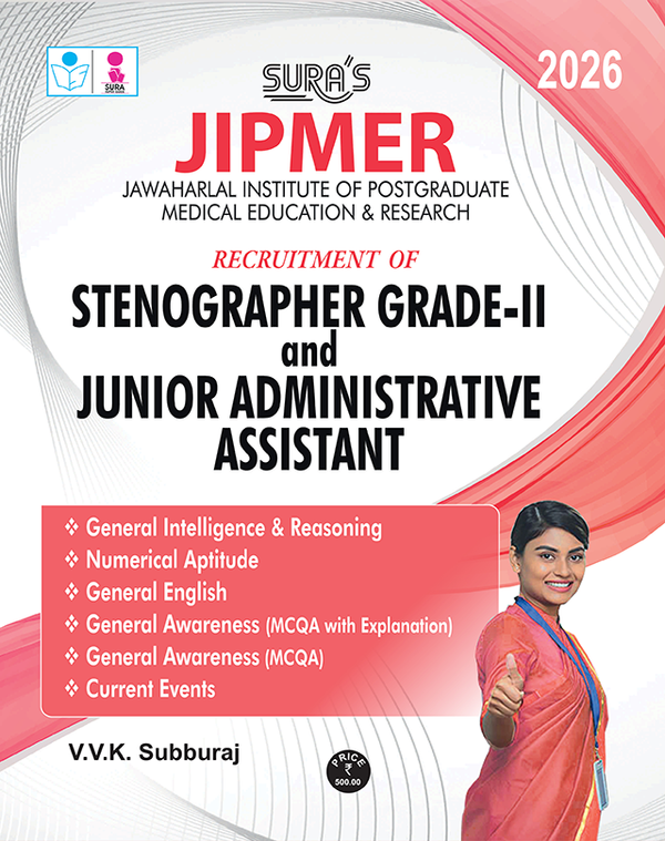 SURA`S JIPMER Recruitment of Stenographer Grade - II and Junior Administrative Assistant Exam books in English - Latest Updated Edition 2026