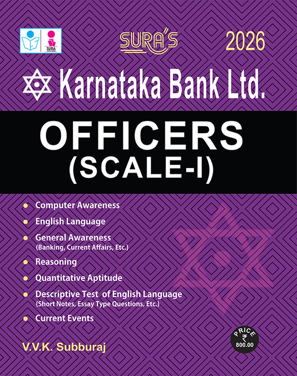 SURA`S Karnataka Bank Ltd Officers Scale-I Exam Book guide in English Medium 2026