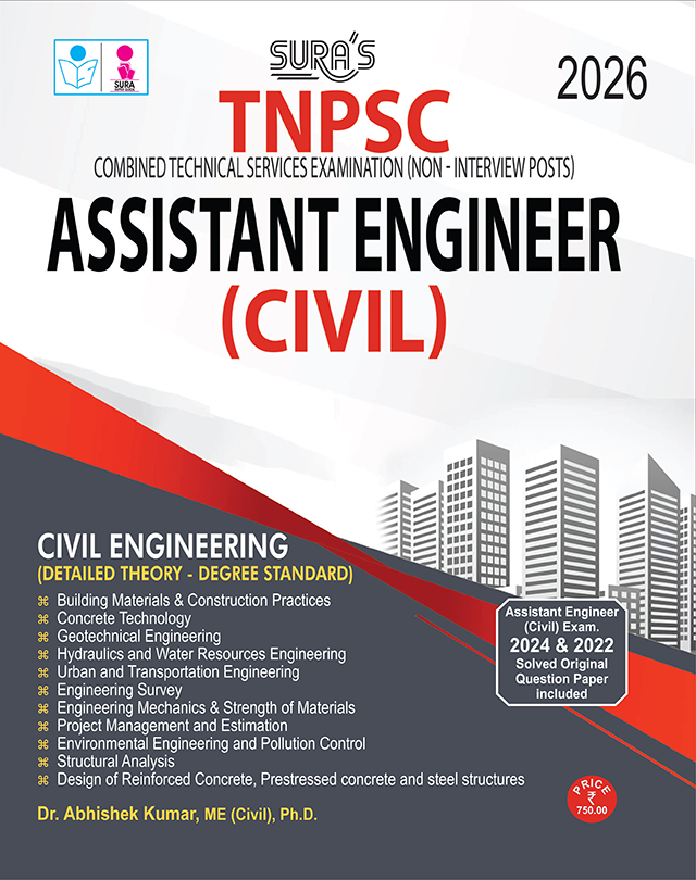 SURA`S TNPSC Assistant Engineer Civil Engineering Paper I Exam Book Guide in English Medium 2026