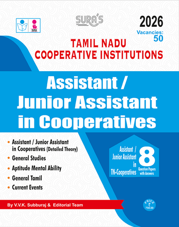 SURA`S Tamilnadu Co-Operative Institutions Assistant and Junior Assistant Exam Book Guide in English Medium - Latest Edition 2026