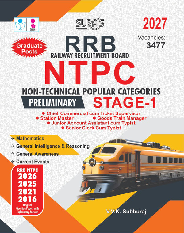 SURA`S RRB NTPC Preliminary Stage - 1 Exam Book Guide in English Medium 2027 Latest Updated Edition