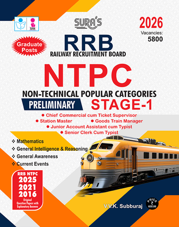SURA`S RRB NTPC Preliminary Stage - 1 Exam Book Guide in English Medium 2026 Latest Updated Edition