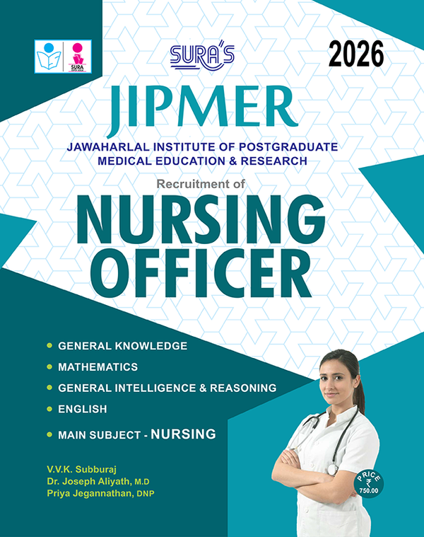 SURA`S JIPMER Nursing Officer Exam Study Material Book Guide in English Medium Updated Latest Edition 2026