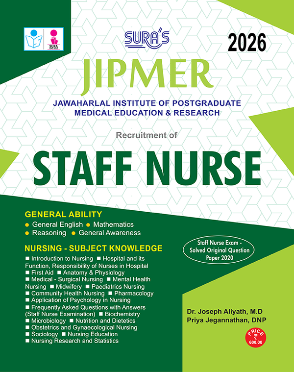 SURA`S JIPMER Staff Nurse Exam Study Material Book Guide in English Medium 2026