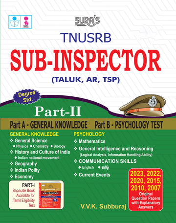 SURA`S TNUSRB SI Sub-Inspector and Station Officer Part II Exam Book Guide in English Medium Latest Updated Edition 2026