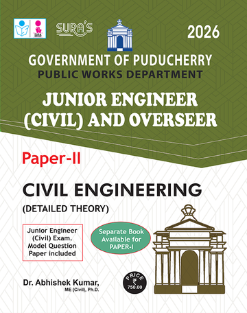 SURA`S Government of Puducherry PWD Junior Engineer (Civil) and Overseer Paper-II Exam Book Guide in English Medium 2026