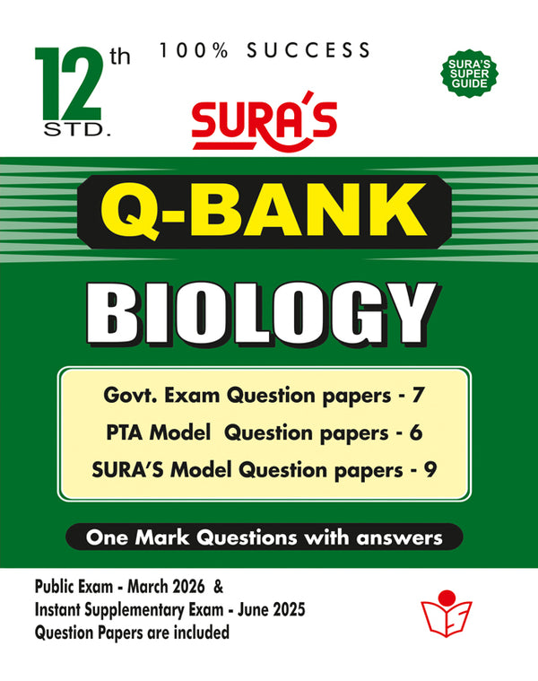 SURA'S 12th Standard Question Bank for Biology (One Mark Question with Answers) Guide