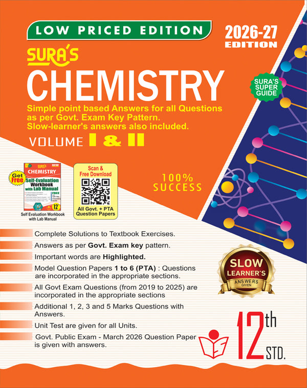 SURA'S 12th Standard Chemistry Guide (Low Priced Edition) 2026-27 Latest Updated Edition