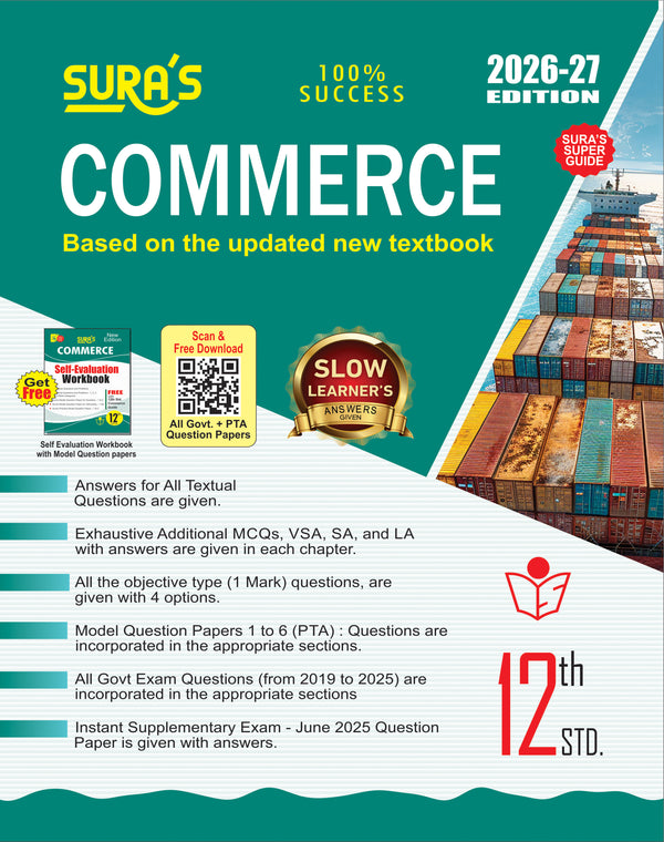 SURA`S 12th Standard Guide Commerce English Medium 2026-27 Latest Updated Edition