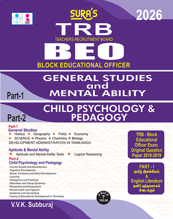 SURA`S TRB BEO(Block Educational Officer) General Studies and Aptitude and Mental Ability and Child Development & Pedagogy Exam Book in English Medium - Latest Updated Edition 2026