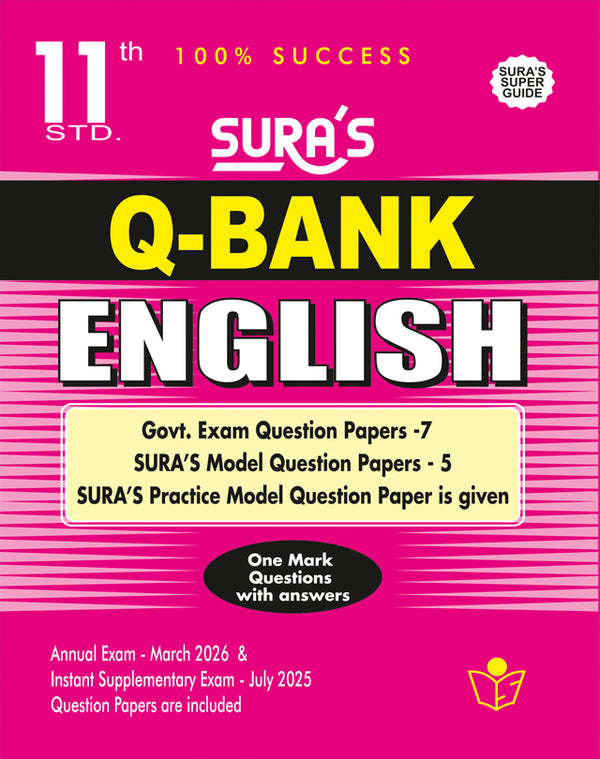 SURA'S 11th Standard Question Bank for English (One Mark Question with Answers) Guide