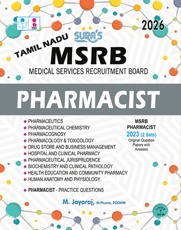 SURA`S Tamilnadu Medical Services Recruitment Board TN MSRB Pharmacist Exam Book Guide 2026
