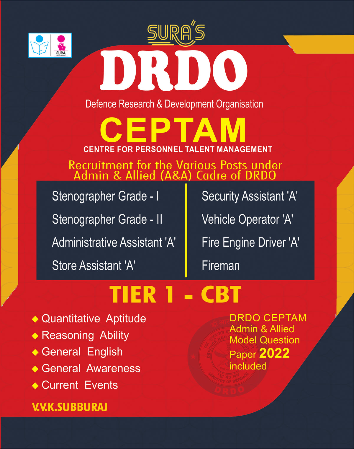 SURA`S DRDO CEPTAM Admin & Allied (A&A) Various Posts - Tier 1 CBT Exam Book - English Medium - Latest Updated Edition 2026